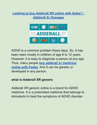 Looking to buy Adderall XR online with fedex_ - Adderall Xr Dosages