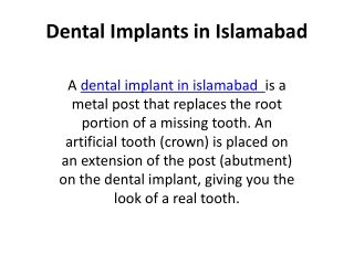 Dental Implants in Islamabad