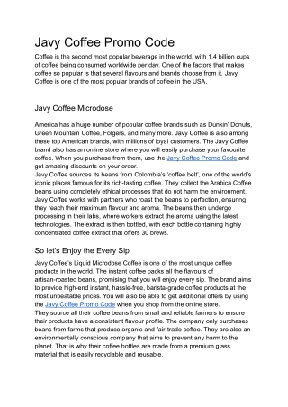 Javy Coffee Promo Code