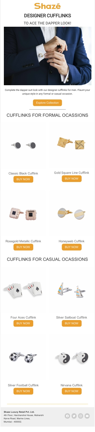 Designer Cufflinks to ace the dapper Look