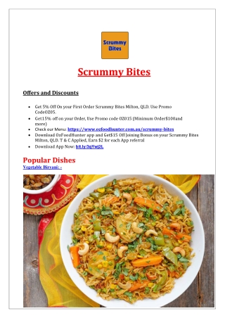 5% Off - Scrummy Bites Indian Menu Milton, QLD