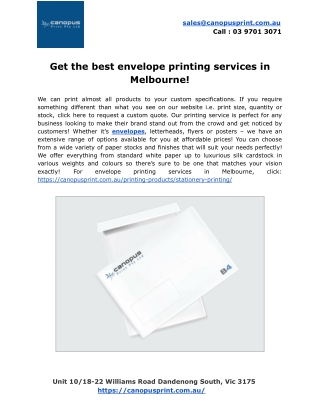 Get the best envelope printing services in Melbourne!