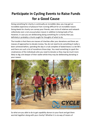 Participate in Cycling Events to Raise Funds for a Good Cause