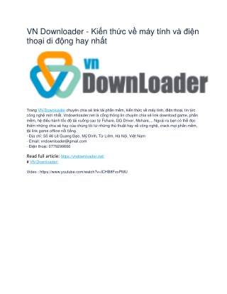 VN Downloader - Kiến thức về máy tính và điện thoại di động hay nhất