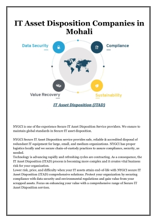 IT Asset Disposition Comapnies in Mohali