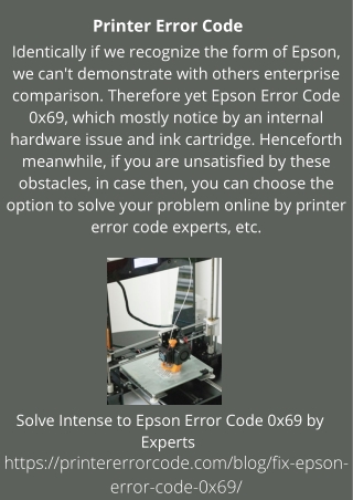 Solve Intense to Epson Error Code 0x69 by Experts