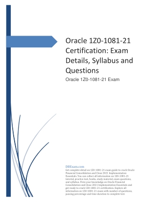 Oracle 1Z0-1081-21 Certification: Exam Details, Syllabus and Questions