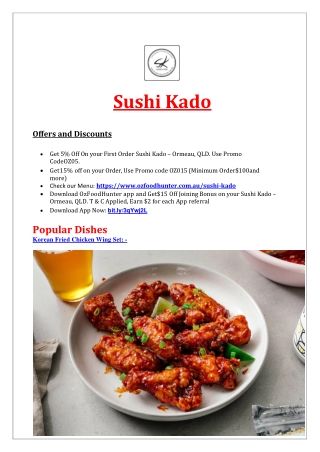 5% Off - Sushi Kado Restaurant Ormeau Delivery, QLD