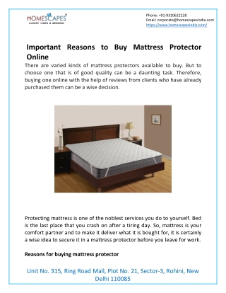 Important Reasons to Buy Mattress Protector Online