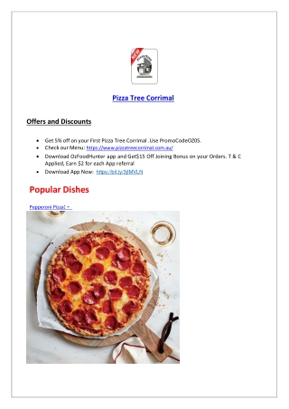 15% off - Pizza Tree Corrimal Restaurant menu, NSW