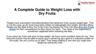 A Complete Guide to Weight Loss with Dry Fruits