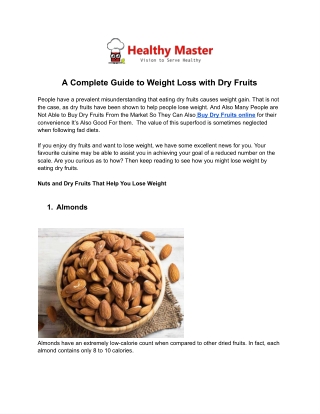 A Complete Guide to Weight Loss with Dry Fruits
