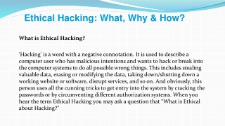 Ethical Hacking - Know the What, Why and How with Texceed