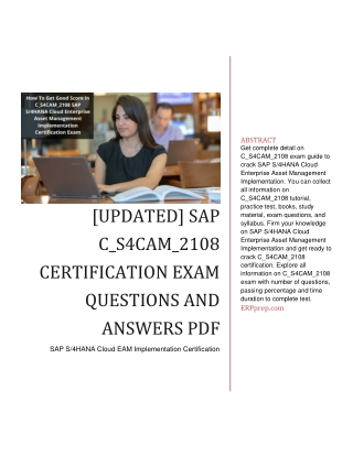 [UPDATED] SAP C_S4CAM_2108 Certification Exam Questions and Answers PDF