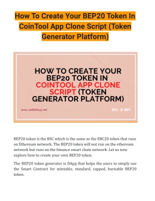 How To Create Your BEP20 Token In CoinTool App Clone Script