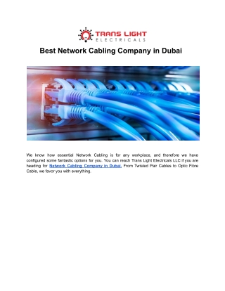 Best Network Cabling Company in Dubai