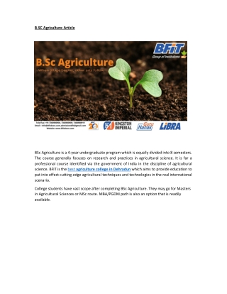 B.Sc agriculture article
