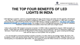 THE TOP FOUR BENEFITS OF LED LIGHTS IN INDIA