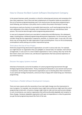 How to Choose the Best Custom Software Development Company