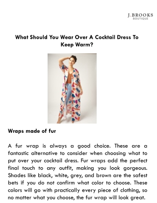 What Should You Wear Over A Cocktail Dress To Keep Warm?