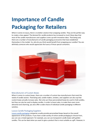 Importance of Candle Packaging for Retailers