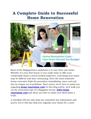 Complete Guide to Successful  Home Renovation