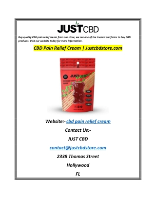 CBD Pain Relief Cream  Justcbdstore.com