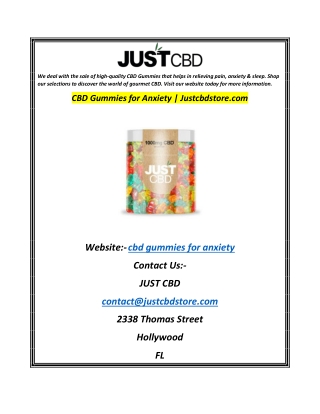 CBD Gummies for Anxiety Justcbdstore.com