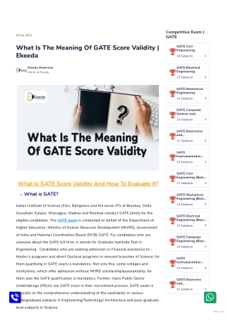 What Is The Meaning Of GATE Score Validity _ Ekeeda