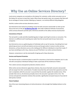 Why Use an Online Services Directory