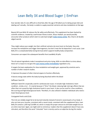 Lean Belly 3X and Blood Suger | EmFran