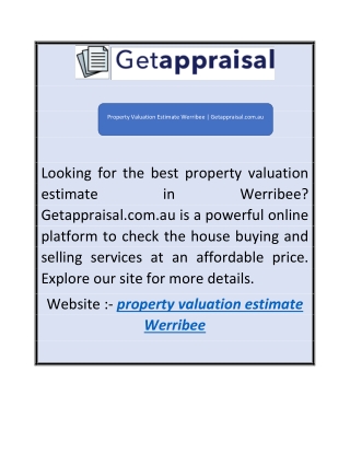 Property Valuation Estimate Werribee  Getappraisal.com.au