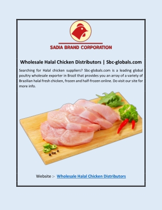 Wholesale Halal Chicken Distributors | Sbc-globals.com