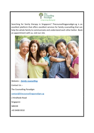 Family Counselling  Thecounsellingparadigm.sg