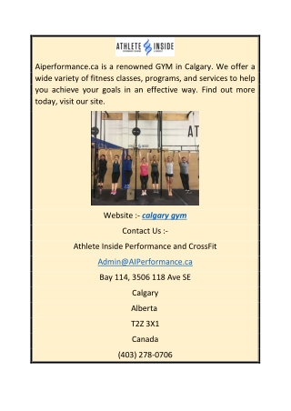 Calgary GYM  Aiperformance.ca