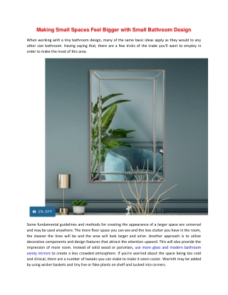 Making Small Spaces Feel Bigger with Small Bathroom Design