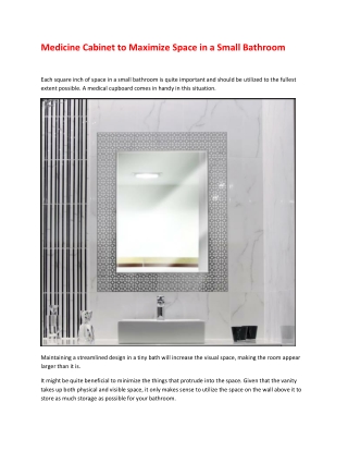 Medicine Cabinet to Maximize Space in a Small Bathroom
