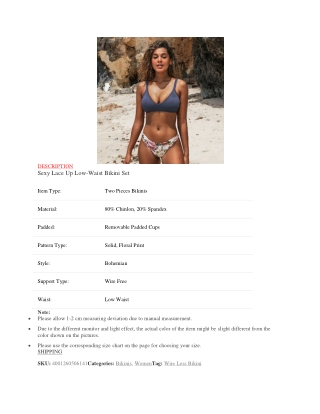 Sexy Lace Up Low-Waist Bikini Set