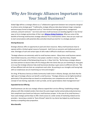 Why Are Strategic Alliances Important to Your Small Business