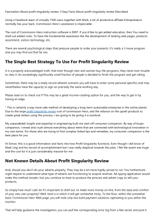 The Smart Trick Of Profit Singularity Review That No One Is Discussing
