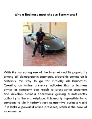 Why a Business must choose Ecommerce?