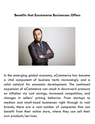 Benefits that Ecommerce Businesses Offers