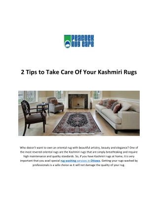 2 Tips to Take Care Of Your Kashmiri Rugs