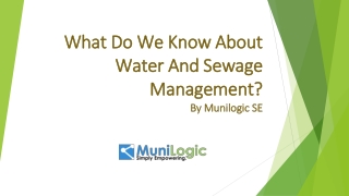 What Do We Know About Water And Sewage