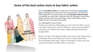 Some of the best online store to buy fabric online