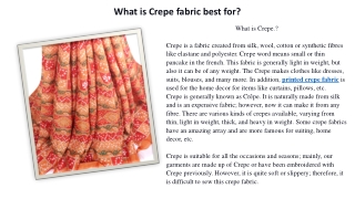 What is Crepe fabric best for