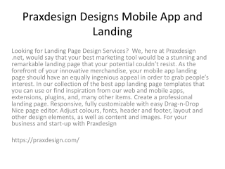 Praxdesign Designs Mobile App and Landing