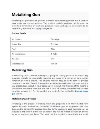 Metalizing Gun | Metalizing Gun Manufacturer in India