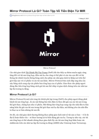 Mirror Protocol Là Gì Toàn Tập Về Tiền Điện Tử MIR