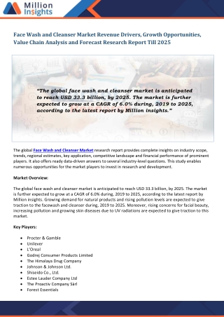 Face Wash and Cleanser Market